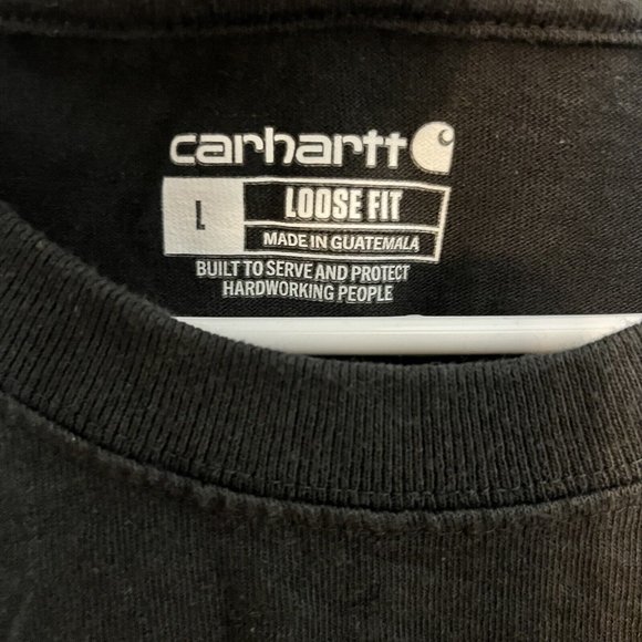 Carhartt Pocket T-Shirt Mens Large Short Sleeve Loose Fit Logo Crew Neck Black - Picture 3 of 8